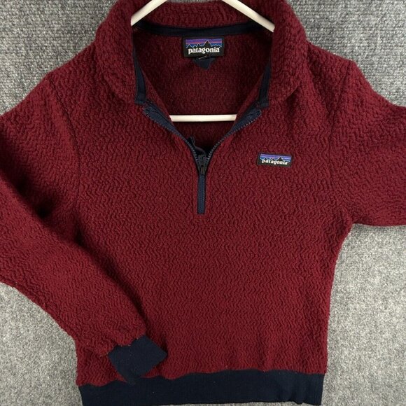 Patagonia Wool Polyester Blend Fleece Jacket Small Red 1/4 Zip Logo Woolyester - Picture 1 of 14
